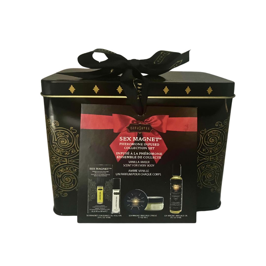 Kama Sutra Sex Magnet Pheromone Vanilla Amber Gift Set Includes: Roll On Fragrance, Massage Oil, Massage Candle