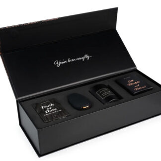 Je Joue Naughty Gift Set: Black Truth or Dare Cards, Mimi, Massage Candle, Silk Blindfold & Restraint