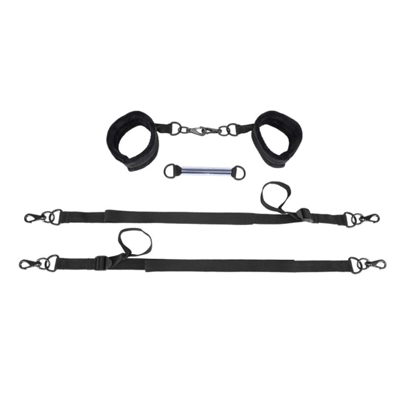Black adjustable tether and cuff connection kit with push-clip hardware